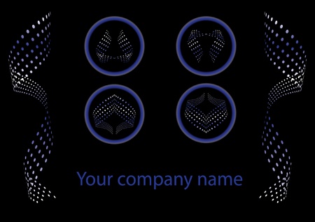 Illustration of abstract dotted shapes on black backgroundのイラスト素材