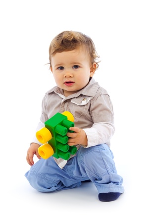 Studio shot of baby boy looking at cameraの写真素材
