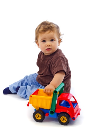 Little boy looking at camera - studio shotの写真素材