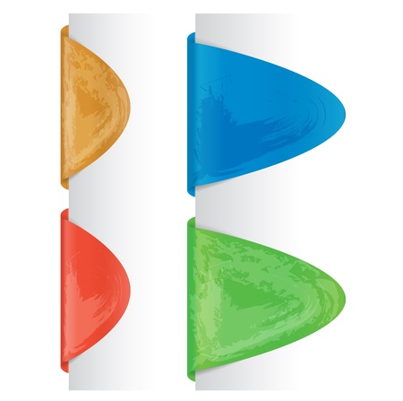 Illustration of colored grunge labels on paperのイラスト素材