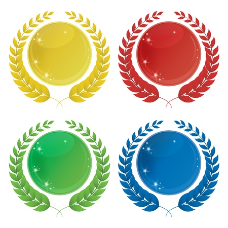 Illustration of four laurel icons in different coloursのイラスト素材