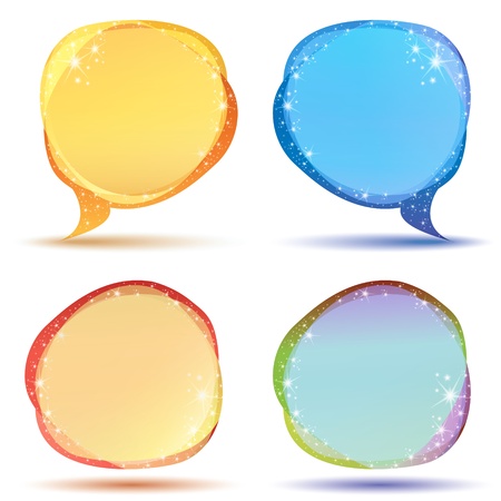 Illustration of colored speech bubbles with sparklesのイラスト素材