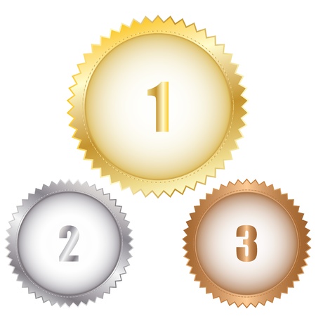 Illustration of gold, silver and bronze sealsのイラスト素材