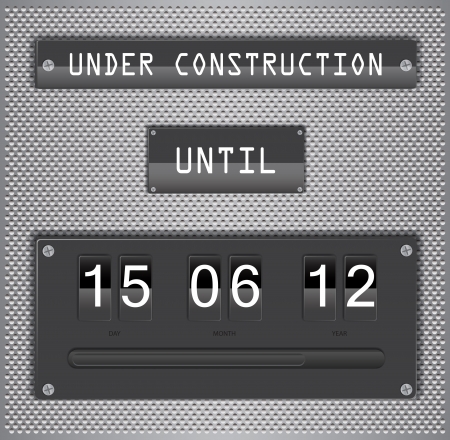 Illustration of under construction concept for websites, with countdown timer on metallic backgroundのイラスト素材