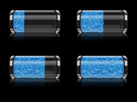 Illustration of glossy battery icon with blue bubbles as symbol of time runningのイラスト素材