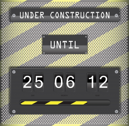 Illustration of under construction concept for websites, with countdown timer on metallic backgroundのイラスト素材