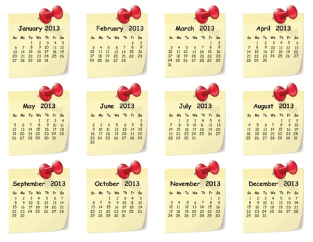 Illustration of monthly calendar on sticky notesのイラスト素材