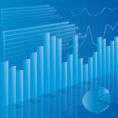 Illustration of business financial stats on blue backgroundのイラスト素材