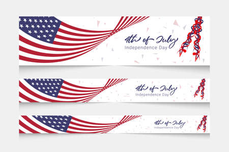 Independence day USA banner template. 4th of July celebration banner template set.のイラスト素材