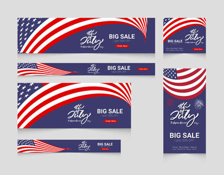 4th of July celebration web banner template setのイラスト素材