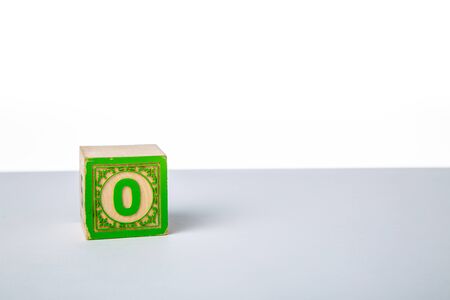 Childrens Wooden Alphabet Block Showing the Number 0の写真素材