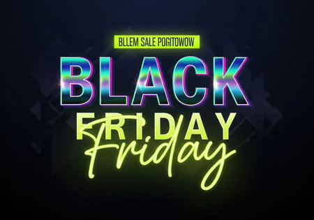 This image features a vibrant neon sign announcing a Black Friday sale. The bold lettering, illuminated with colorful lights, creates a festive and exciting atmosphere, perfect for promotional materials.の素材