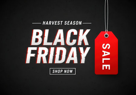 Black Friday sale event promoting harvest season deals. Special offers and discounts available for shoppers to take advantage of during this retail period. Shop now for great savings.の素材