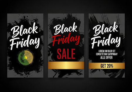 Promotional graphic for a Black Friday sale event. Features bold typography and decorative elements suggesting special offers and discounts to attract shoppers during the holiday shopping season.の素材