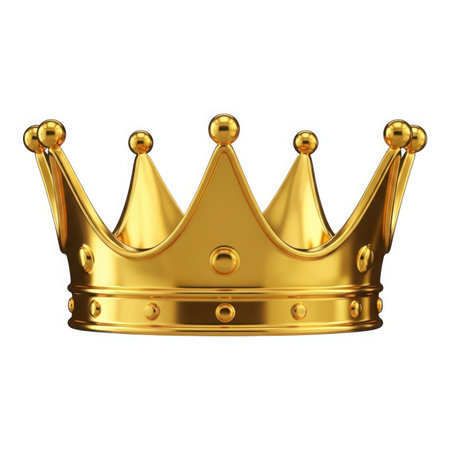 This golden crown is a symbol of royalty, power, and prestige. Often associated with kings and queens, it represents wealth, authority, and success. A luxurious object.の素材