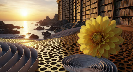 3d rendering of abstract geometric composition,digital art works. 3d illustration.の素材