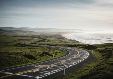Scenic road in Iceland, Europe. Long exposure. Artistic style.の素材