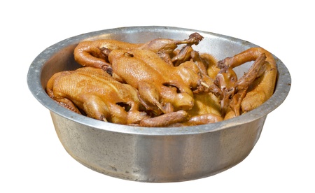 Pot-stewed duck in marketの写真素材