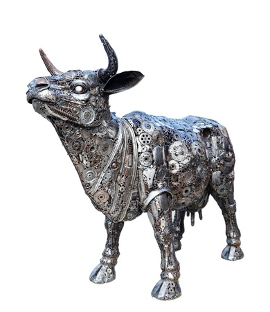 The steel buffalo, show outdoor  at  the market, thailandの写真素材