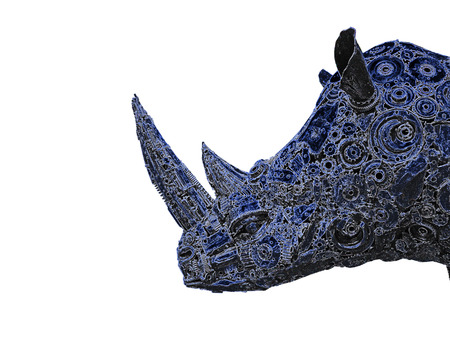 Mechanical rhino graphic on white backgroundの写真素材