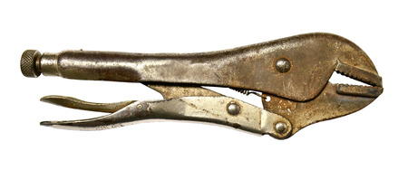 old locking pliers on a white backgroundの写真素材