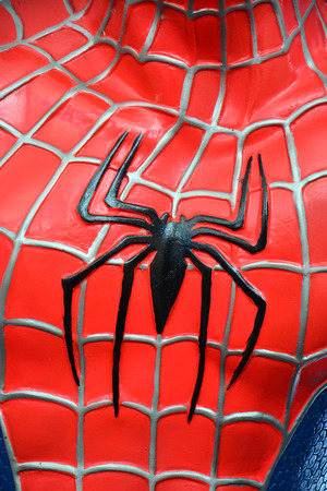 AYUTTAYA,THAILAND - NOVEMBER 08, 2014: Close-up logo of Spider-Man model at Thung Bua Chom floating marketのeditorial素材