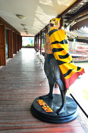 AYUTTAYA,THAILAND - MARCH 04, 2015 : The Tiger Mask model stand indoor at Thung Bua Chom floating marketのeditorial素材