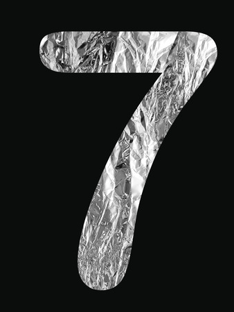 Number made of foyd plate on black backgroundの写真素材