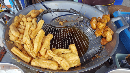 Fried  tofu, street food of Thailandの写真素材