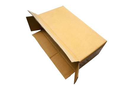 Empty brown paper box on white background