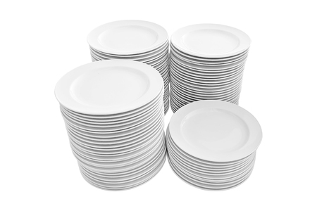 A stack of plates on a white backgroundの写真素材
