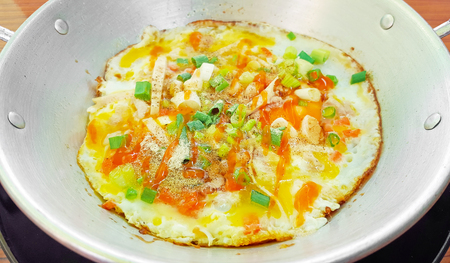 Close up a egg pan, Thai style local foodの写真素材