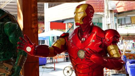CHACHOENGSAO, THAILAND - FEBRUARY 02, 2019: Iron Man model is shown in the Wat Saman Rattanaram temple areaのeditorial素材