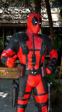 CHACHOENGSAO, THAILAND - FEBRUARY 02, 2019: Deadpool model is shown in the Wat Saman Rattanaram...