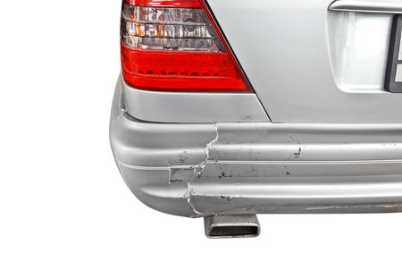 A broken bumper on white backgroundの写真素材