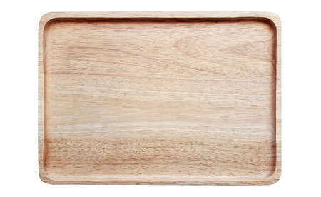 wooden tray on white background