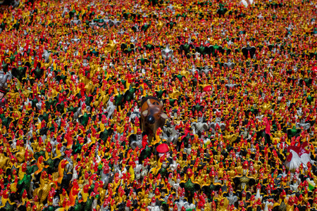 Chicken statue Army.の写真素材