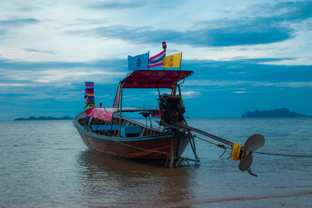 Sea boat and sky.の写真素材