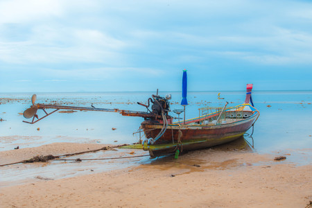 Sea boat and sky.の写真素材