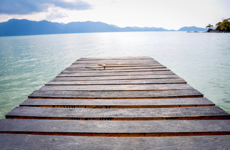 Wood bridge on the seaの写真素材