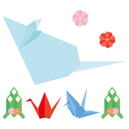 Mouse and New Year origamiのイラスト素材
