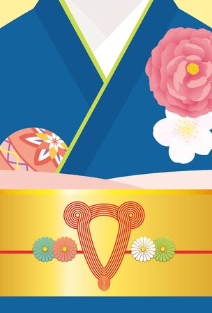 New year card template. Kimono and mouse tieのイラスト素材