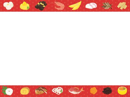 Japanese New Year dishes frameのイラスト素材