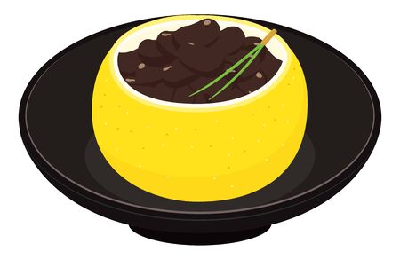 Black Beans in a Yuzu Kiln / Japan New Year Dishes / osechiのイラスト素材