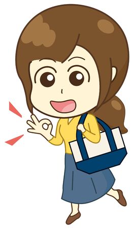 Woman with a tote bagのイラスト素材