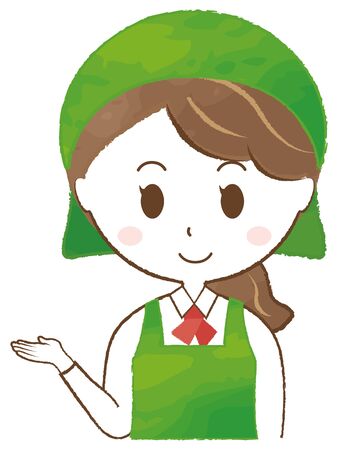 Worker : A woman in an apron to guideのイラスト素材