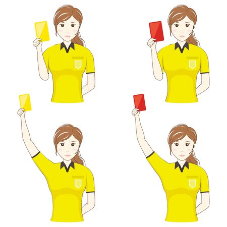 Football Female Referee Set Presenting Cardのイラスト素材