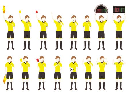Simple soccer female referee setのイラスト素材