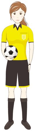 Female referee holding a soccer ballのイラスト素材