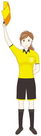 Female referee raising a flagのイラスト素材